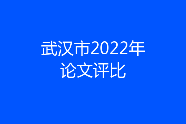 武汉市2022年论文评比