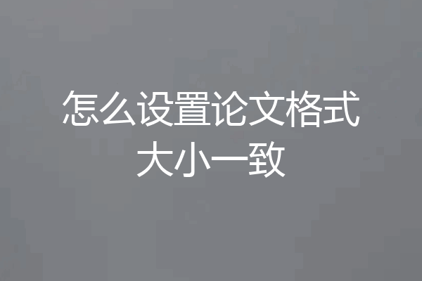 怎么设置论文格式大小一致