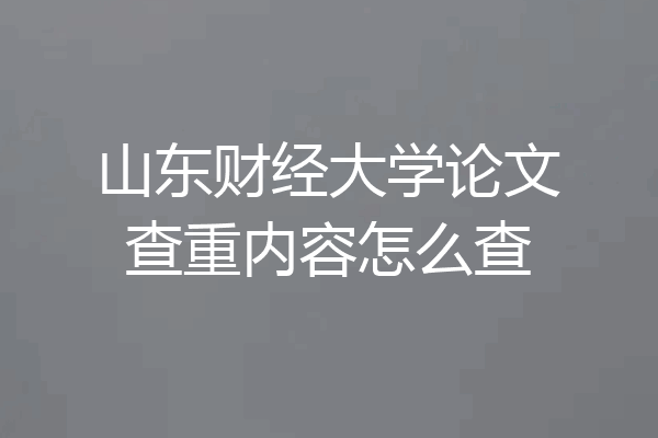 山东财经大学论文查重内容怎么查