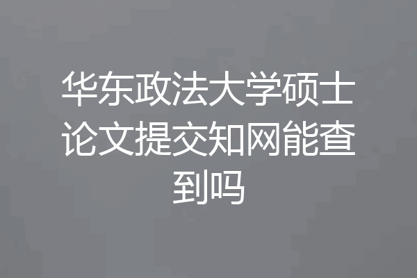 华东政法大学硕士论文提交知网能查到吗