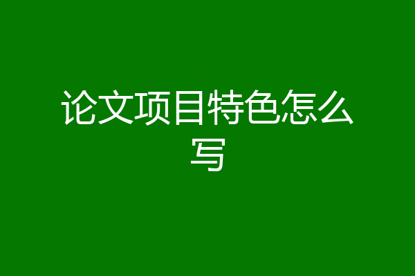 论文项目特色怎么写
