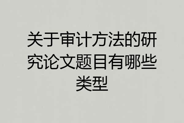 关于审计方法的研究论文题目有哪些类型