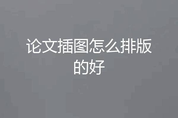 论文插图怎么排版的好