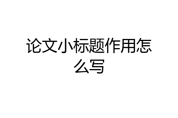 论文小标题作用怎么写