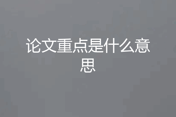 论文重点是什么意思