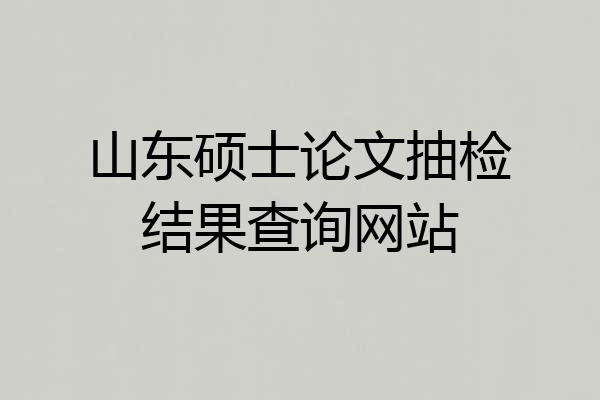 山东硕士论文抽检结果查询网站