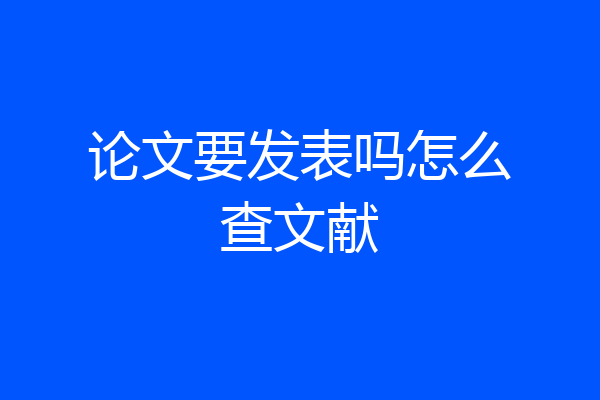 论文要发表吗怎么查文献