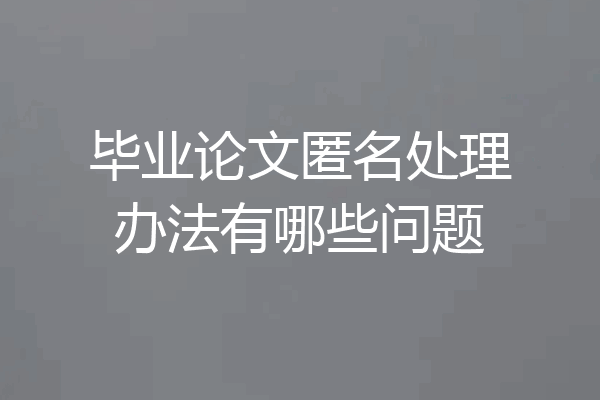 毕业论文匿名处理办法有哪些问题