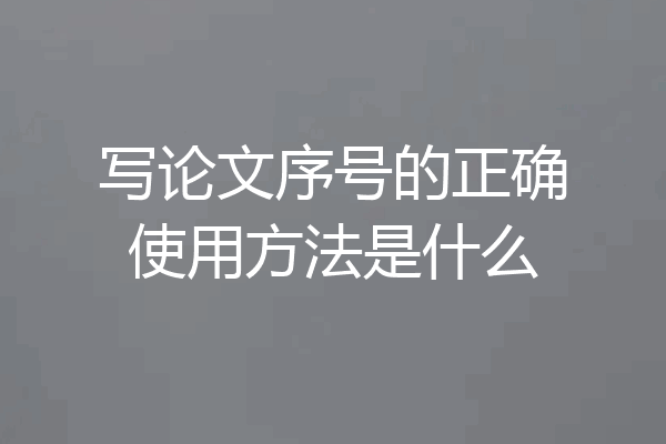 写论文序号的正确使用方法是什么