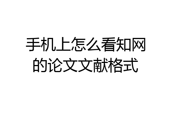 手机上怎么看知网的论文文献格式
