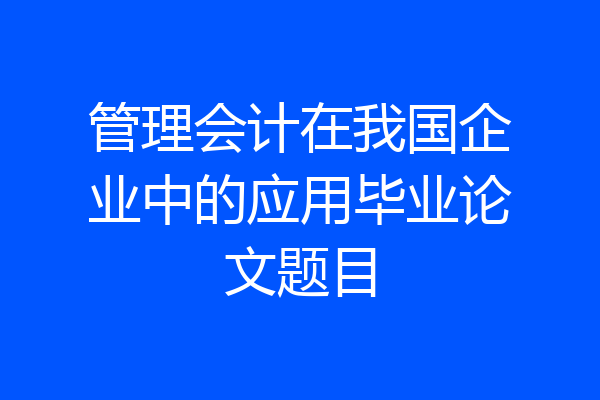 管理会计在我国企业中的应用毕业论文题目