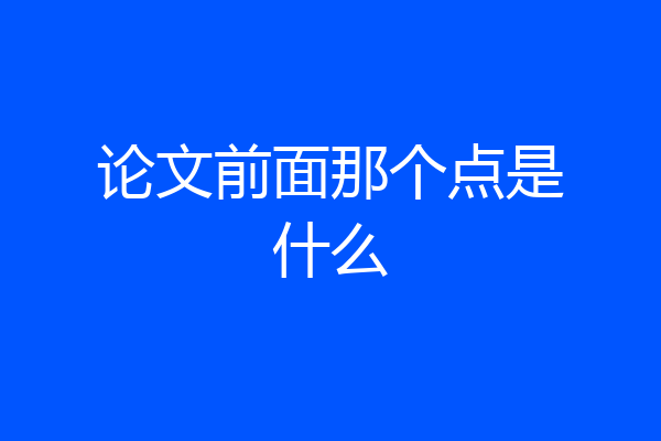 论文前面那个点是什么