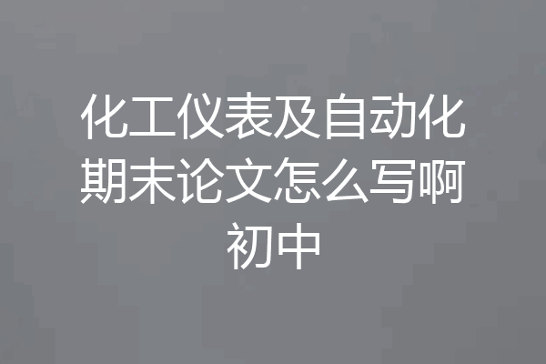 化工仪表及自动化期末论文怎么写啊初中