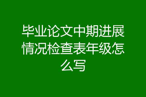 毕业论文中期进展情况检查表年级怎么写