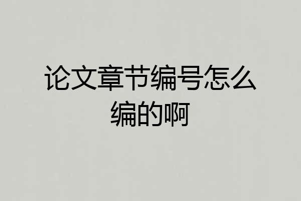 论文章节编号怎么编的啊