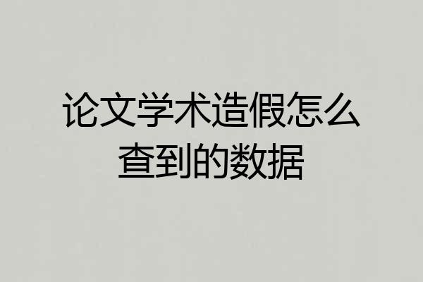 论文学术造假怎么查到的数据