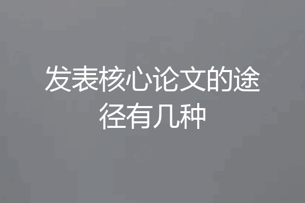 发表核心论文的途径有几种