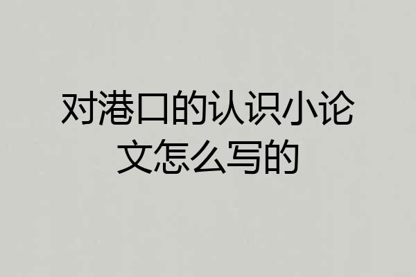 对港口的认识小论文怎么写的