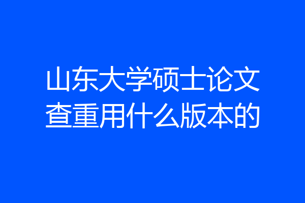 山东大学硕士论文查重用什么版本的