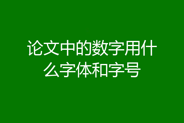论文中的数字用什么字体和字号