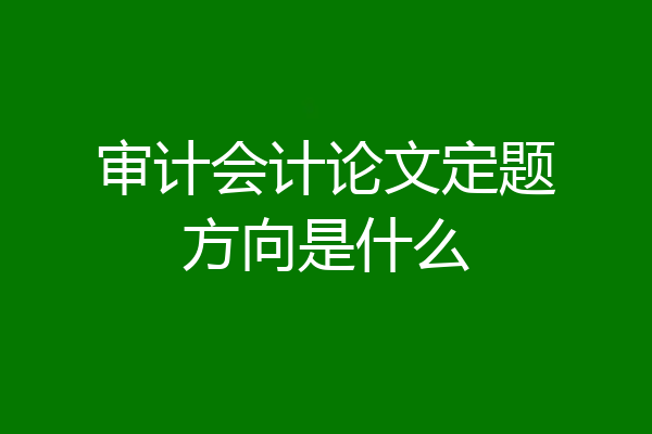 审计会计论文定题方向是什么