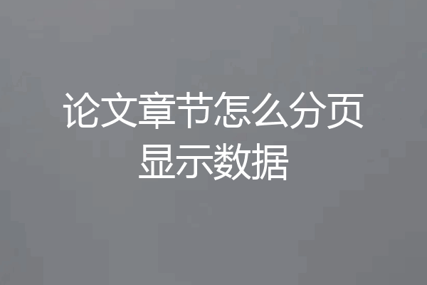 论文章节怎么分页显示数据