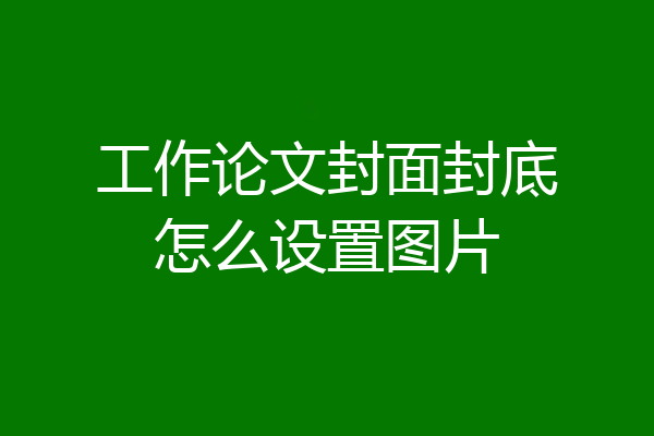 工作论文封面封底怎么设置图片