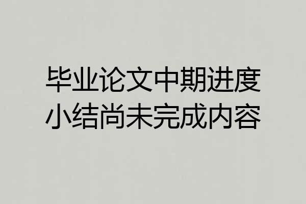 毕业论文中期进度小结尚未完成内容