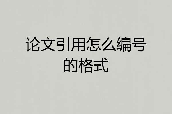 论文引用怎么编号的格式