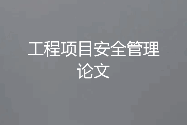 工程项目安全管理论文