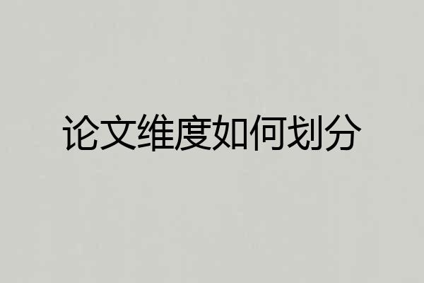 论文维度如何划分