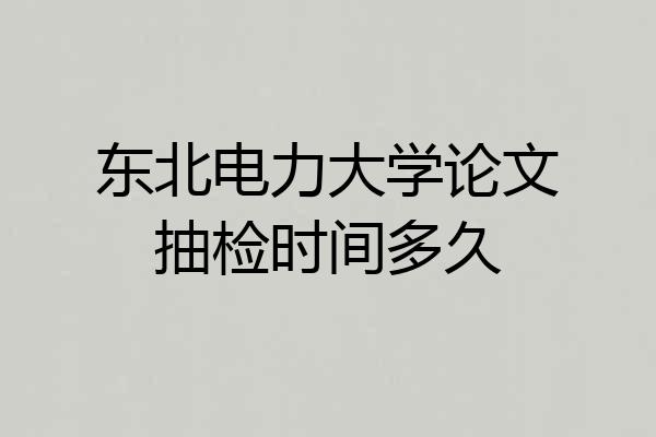 东北电力大学论文抽检时间多久