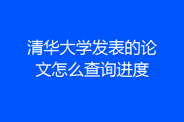 清华大学发表的论文怎么查询进度