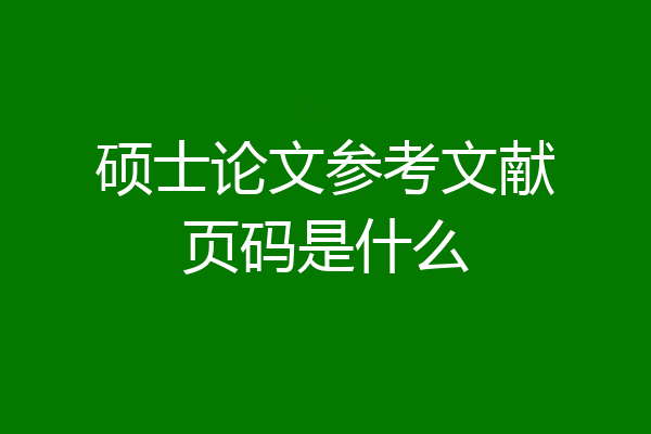硕士论文参考文献页码是什么