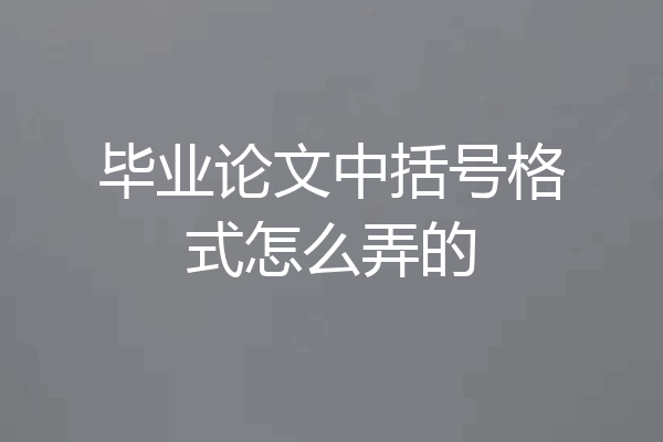 毕业论文中括号格式怎么弄的