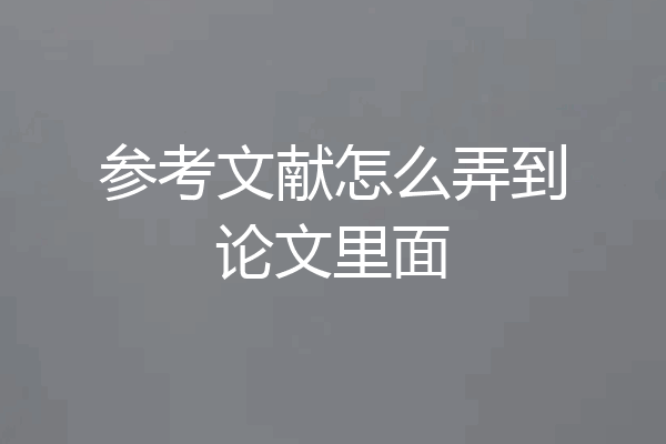 参考文献怎么弄到论文里面