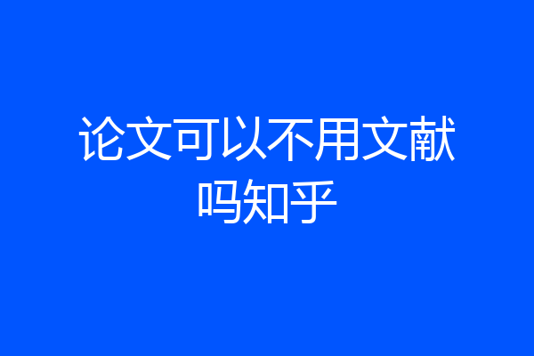 论文可以不用文献吗知乎
