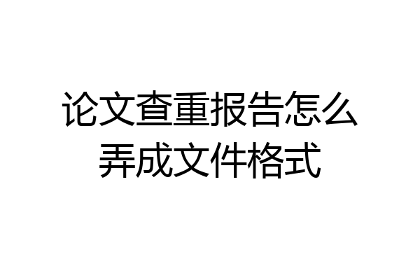 论文查重报告怎么弄成文件格式