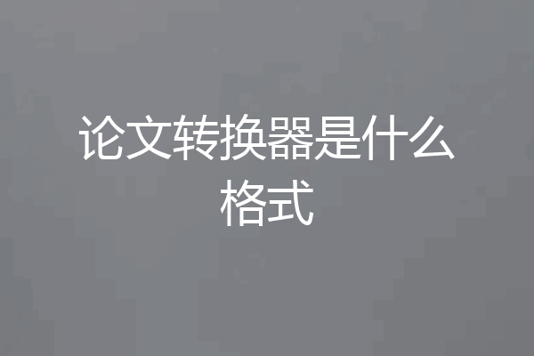 论文转换器是什么格式