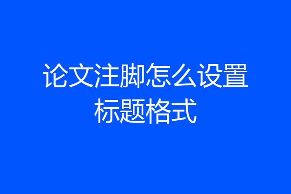 论文注脚怎么设置标题格式
