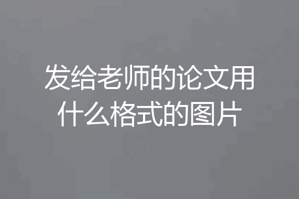 发给老师的论文用什么格式的图片