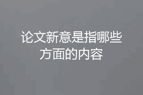 论文新意是指哪些方面的内容
