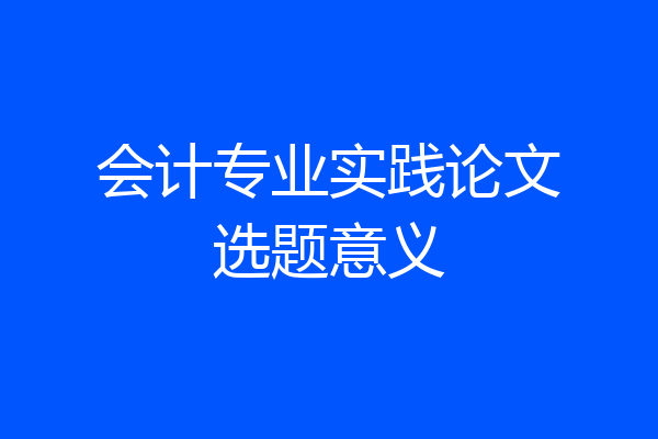 会计专业实践论文选题意义