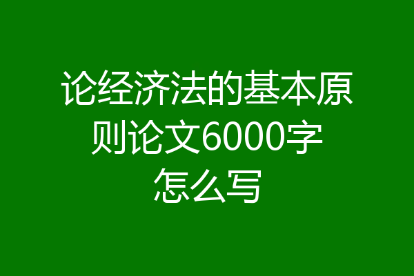 论经济法的基本原则论文6000字怎么写