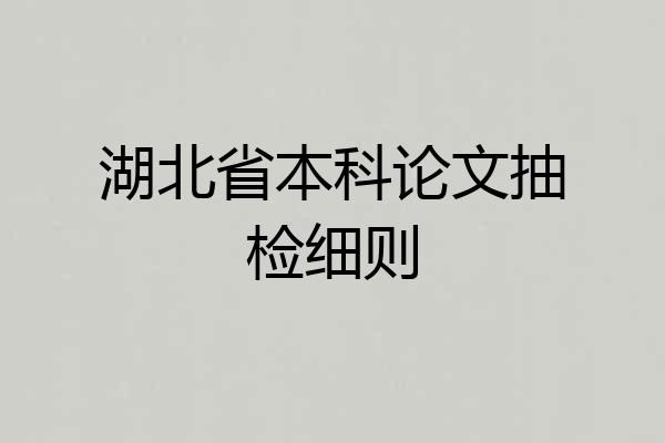 湖北省本科论文抽检细则