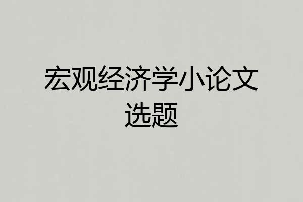 宏观经济学小论文选题