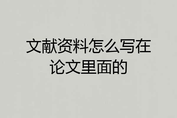 文献资料怎么写在论文里面的