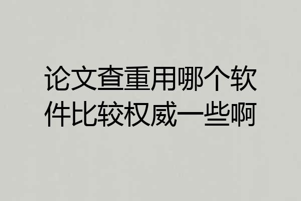 论文查重用哪个软件比较权威一些啊