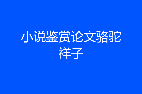小说鉴赏论文骆驼祥子
