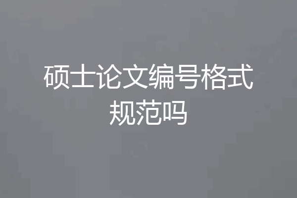 硕士论文编号格式规范吗